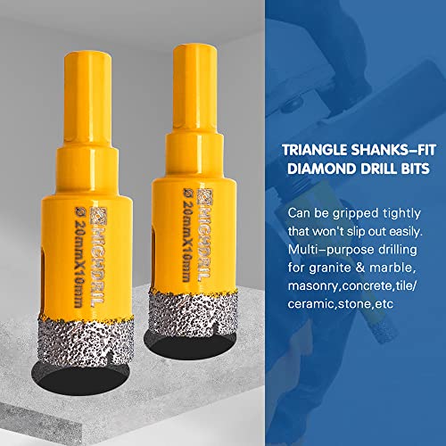 HIGHDRIL 5Pcs Diamond Core Drill Bit,Diameter 10mm/20mm/30mm/35mm/65mm with Triangle Shank Vacuum Brazed Hole Saw for Concrete Granite Marble Glass Porcelain Tile Masonry Brick - Image 4