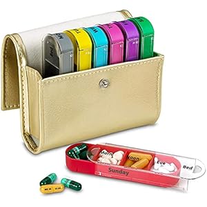 Wekelijkse reizen Pill Organizer – Prescriptie en medicatie Portemonnee Pill Box Reminder, Pill Container Dispenser…