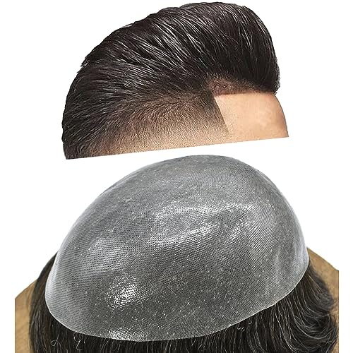 PUNRU HAIR Mens Toupee 100% European Remy Human Hair Toupee