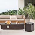 56" Propane Fire Pit Table with Ice Bucket?50000BTU Fire Table with 13" Square Drink Ice Bucket Wind Guard, Fire Glass Beads & CSA Safety Certified Outdoor Firepit for Patio Garden