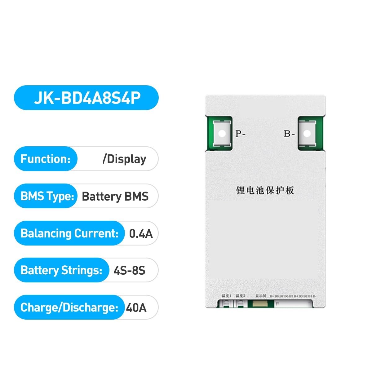 JK-BD4A8S4P Lifepo4 Batteria agli ioni di Litio 40A Bilanciatore Attivo BMS 4S 5S 6S 7S 12V 24V Corrente di bilanciamento Attivo 0,4A