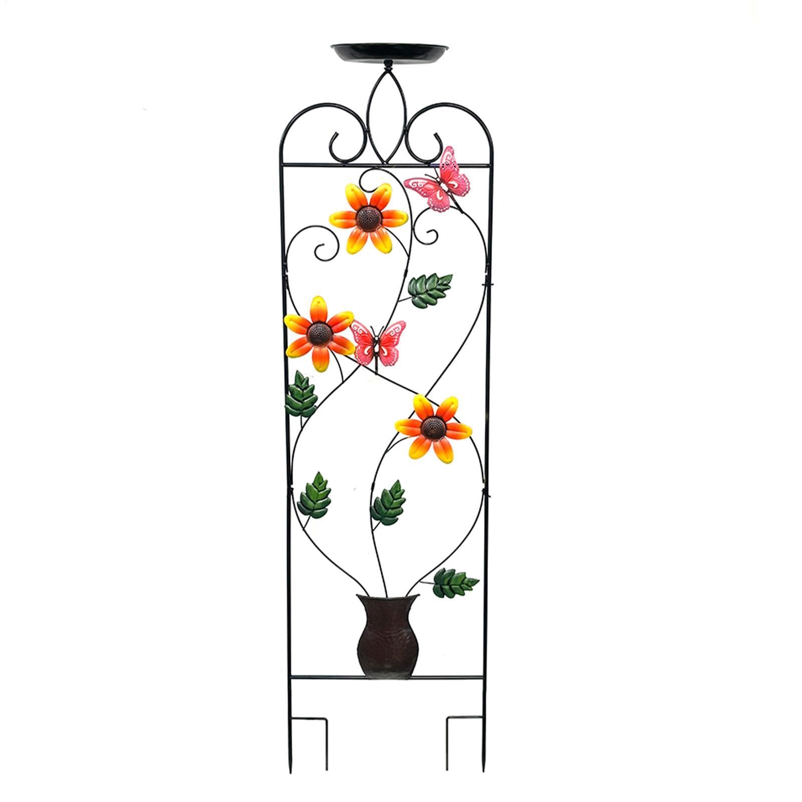 Enrejado de Jardín Estético Metálico con Bebedero para Aves | Decoración de jardín con enrejado alto para flores para , Enredaderas, Hortalizas, Parterres, Patio, Jardín, Invernadero,