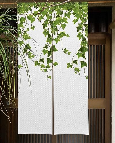 Qinunipoto 暖簾 藤の葉 北欧 植物 シンプル風 のれん シンプル風 幅72cm丈120cm インテリア 出入り口 目隠し おしゃれ すだれ 遮光 部屋 間仕切りカーテン 門カーテン ポリエステル製 オーダー可 簡単取付 四季兼用
