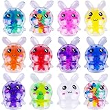 Exun 12 Pcs Easter Bunny Mini Squeeze Balls, Easter Basket Stuffers, Easter Egg Fillers, Squishies Stress Relief Fidget Toys for Kids Boys Girls Toddlers Gifts Party Favors