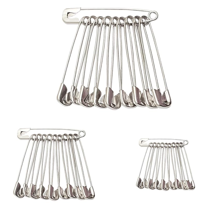 Image of Safety Pin 0, 1 & 2 Combo | Stainless Steel Rust-Resistant Safety Pins for Saree, Dupatta, Sewing, Tailoring, Quilting, Craft & Daily Household Use (Silver)