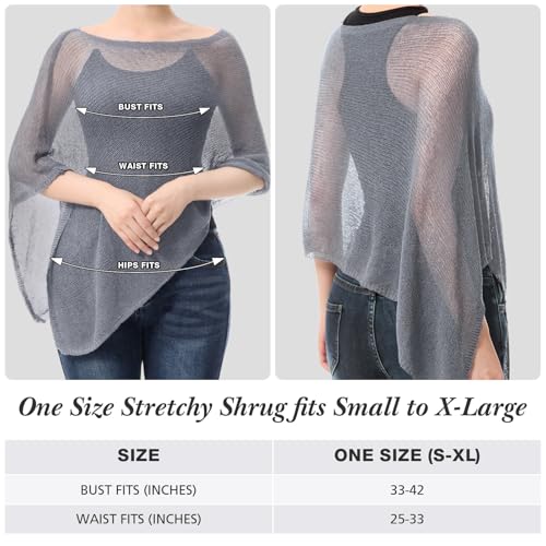 Image of Women Sheer Poncho Shrug Summer Sheer Blouse Top Lightweight Poncho Bolero for Evening Dress