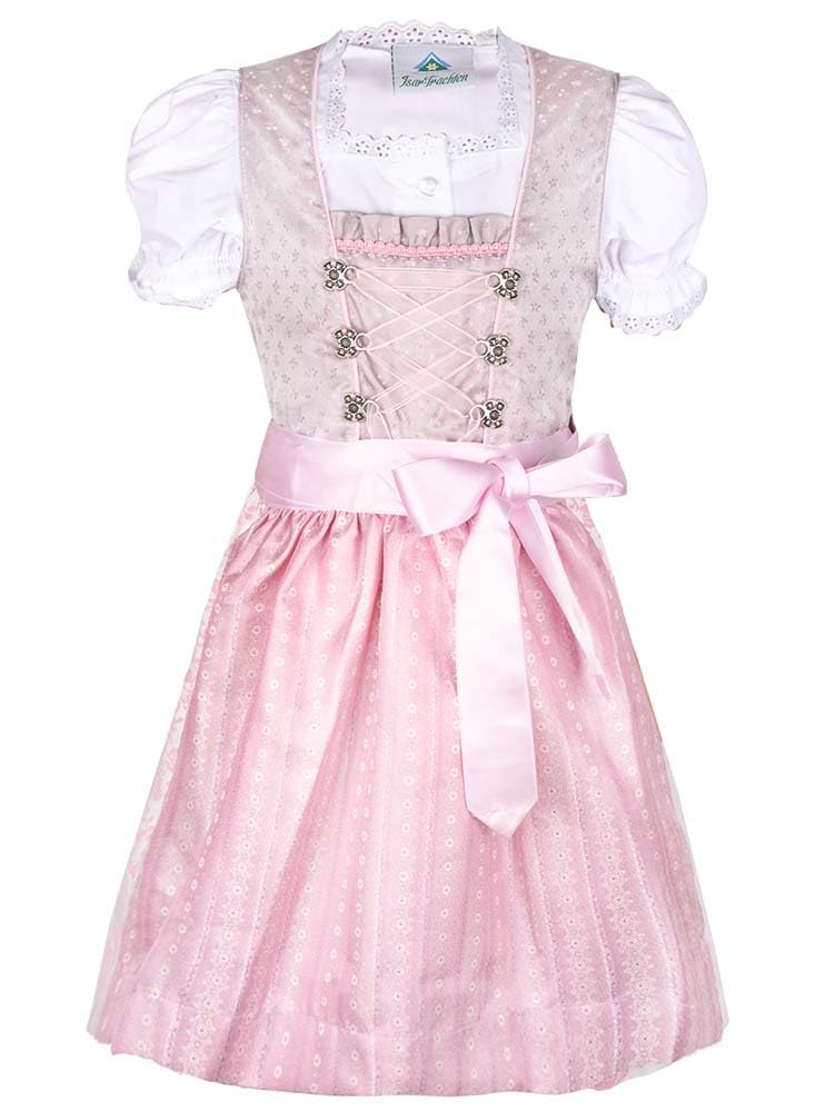 Isar-Trachten Kinderdirndl Lilli rosa | Süßes Dirndl mit Bluse und Schürze | Mädchen