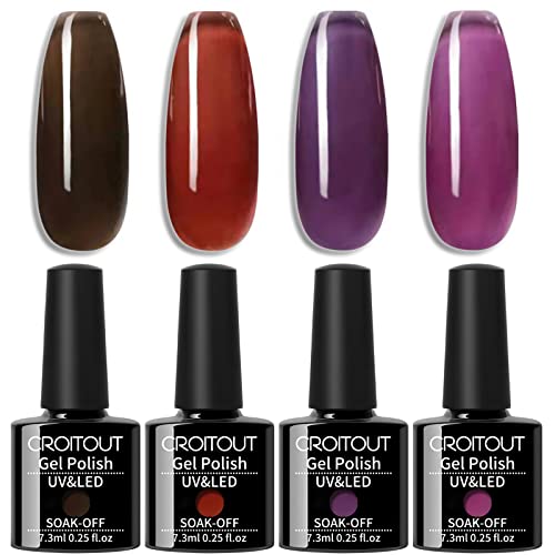 Croitout UV Nagellack Set, Gel Nagellack Shellac Set, Mehrfarbig Ablösbarer Gel Gellack Nagelgel Farben Farbgel Lack…