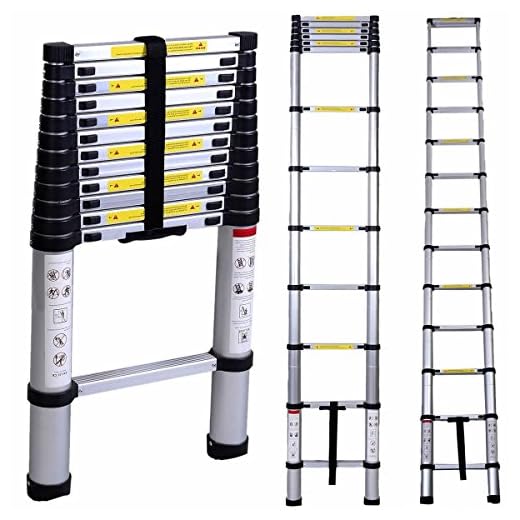Inditradition 26.5 Feet (8 Meter) Foldable Aluminium Telescopic Ladder (18 Steps, 21 KG, Silver) | EN131 Certified, Compact & Portable Extension Ladder for Indoor & Outdoor Use