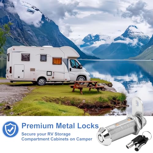 Image of Sissinda Cam RV Storage Locks Keyed Alike, 1-1 /2 inch Fits 1-1 /4 inch Max Door Thickness, Compartment Locks for Camper Trailer Cabinet With Keys (2 Pack)