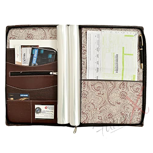 Image of FUTURE X 20 Leaf Multipurpose Leatherette Professional File Folders for Certificates, Documents Holder, Portfolio, Executive File Legal Size Documents Holder for Men and Women (B4 Size, Brown)
