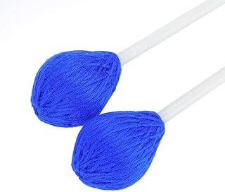 1 Pair Yarn Mallets Percussion, 14.2 * 1.4in Vibraphone Mallets with Fiberglass Handles, Medium Yarn Mallets for All Kinds of Bass Percussion Instruments, Blue