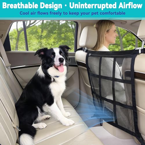 image for KINETOVOLTA Dog Car Barrier 2026 Upgrade, Double Layer Mesh with Zippe