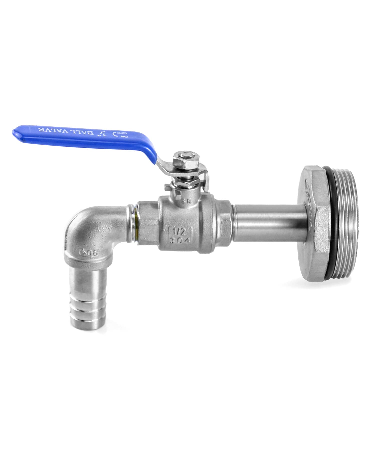 QWORK Rubinetto a tamburo, 2 "in acciaio inox Barrel rubinetto con guarnizione EPDM e 90 gradi 3/4" uscita per 55 galloni tamburo