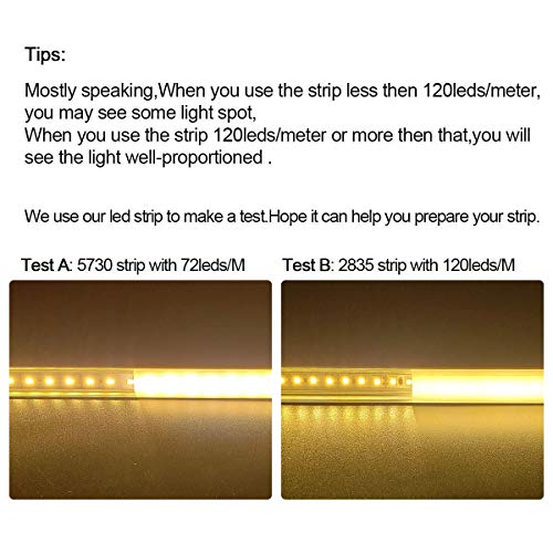 HAMRVL 6-Pack 30cm/1ft 17.2x7mm Led Aluminum Channel System U Shape with Cover, Led Strip Light Diffuser Track with White End Caps and Mounting Clips Accessories for Under Counter Light Fixture