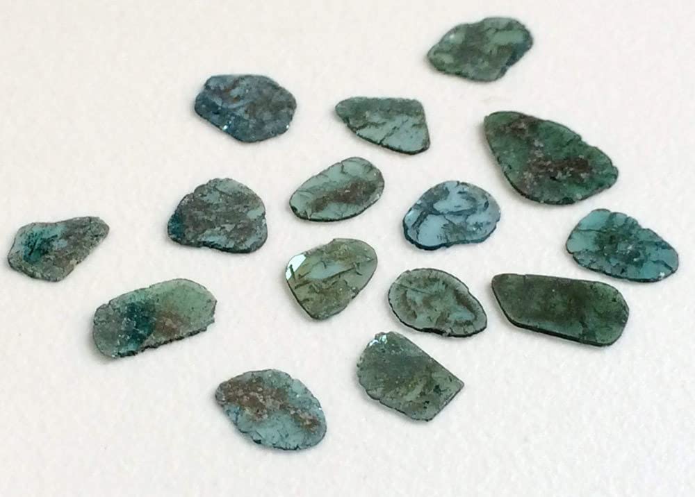 Plasterki niebieskiego diamentu 9-11 mm, plastry fasetowanego niebieskiego diamentu, piękne plastry niebieskiego diamentu Polki na biżuterię (opcje od 1 szt. do 2 szt.) - PPD129, ok. 9-11 MM, 2 szt.