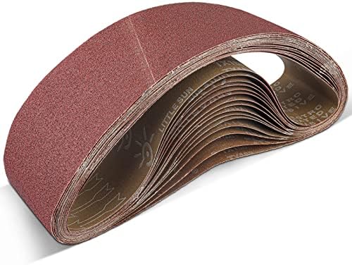 4x36 Inch Aluminum Oxide Sanding Belt, 15PCs Sanding Belt Set, 3 of Each 80/120/150/240/400 Assorted Grit, Abrasive Belts for Belt Sanders