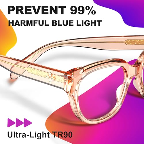 Image of VISOONE Retro Round Blue Light Blocking Glasses with Anti Computer Glare for Gaming Women and Men BLAZE