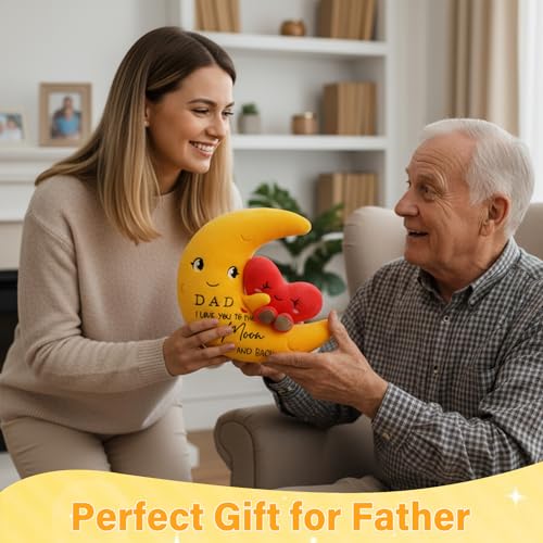 NIUBEHOHO Moon Love Plush Dad's Gift – Dad I Love You to the Moon and Back Pillow Stuffed Animal Heart Plush Toy Sweet Card and Tulle Gift Bag for Father’s Day Father Christmas 11 Inch by NIUBEHOHO - Used condition - Image 2