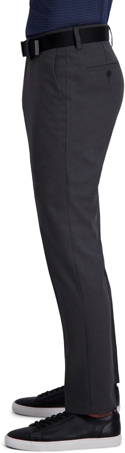 Haggar mens Cool Right Performance Flex Solid Slim Fit Flat Front Pant - Image 2