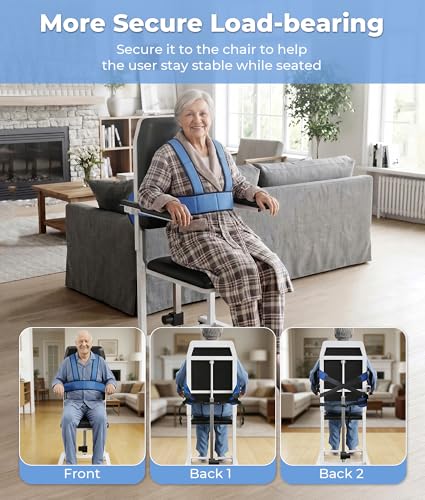 Image of Electric Chair Lift with 4 Wheels and PU Cushion, Get Up from Floor Lift for Elderly, 573 LBS, Safety Seat Belts and Handrails, Suitable for Home or Care Facilities Use