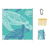 Ubric Extra große Stranddecke, 210x200cm (5-8 Personen), faltbare sanddichte wasserdichte Isoliermatte mit festen Nägeln für Outdoor, Strand, Camping, Wandern, Picknick
