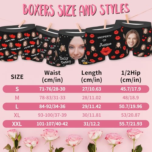 Custom Men's Boxer Briefs Socks with Girlfriend Wife Women's Pet Photo Face Personalized I Love You Underpants Gift4