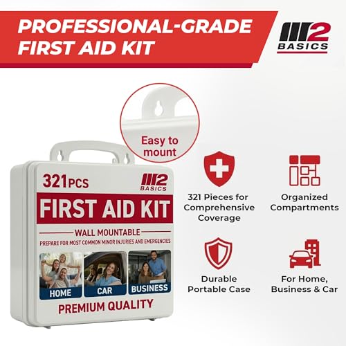 Image of M2 BASICS 321 Piece Premium First Aid Kit, w /Hard Case for Home, Business (Pack of 2)