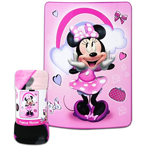 Classic Disney Disney Minnie Mouse Fleece Throw Blanket And Tote Bundle - Minnie Mouse Kids And Teens Blanket, Tote, 300 Stickers, And More For Boys & Girls (Size 45*60Inch) #TOP1
