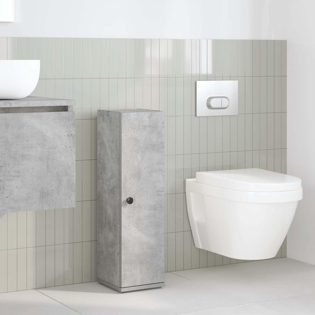 vidaXL Mobile da Bagno con Portarotolo Grigio Cemento 20,5x22x72 cm, mobiletto portaoggetti per Bagno