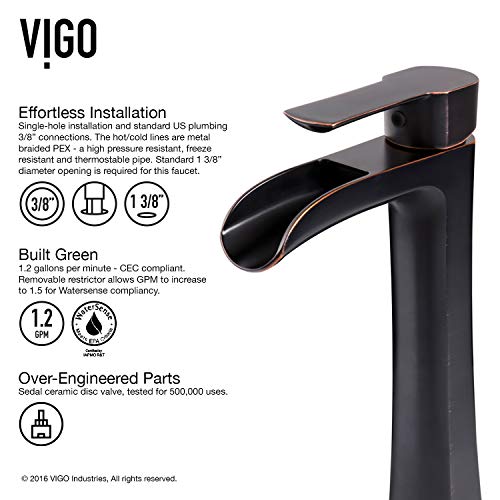 Vigo Niko 10.5 Inch H Single Hole Single Handle Bathroom Faucet With Pop Up Drain In Antique Rubbed Bronze - Vessel Sink Faucet With Drain Included Vg03024Arb2 #TOP5