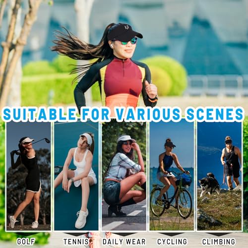 Image of Visors Hat for Women Sun Hat for Men Empty Top Black Running Visors Comfortable UV Protection Sun Visor for Travel Cycling
