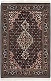 Flor: Wolle, Kette: Baumwolle Nain Trading Täbriz Mahi 91x60 Orientteppich Teppich Schwarz Handgeknüpft Indien