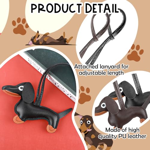 Leder Schlüsselanhänger Dackel - Welpe, Hundetasche Anhänger Glücksbringer für Frauen und Männer - Tierische Deko-Geschenke