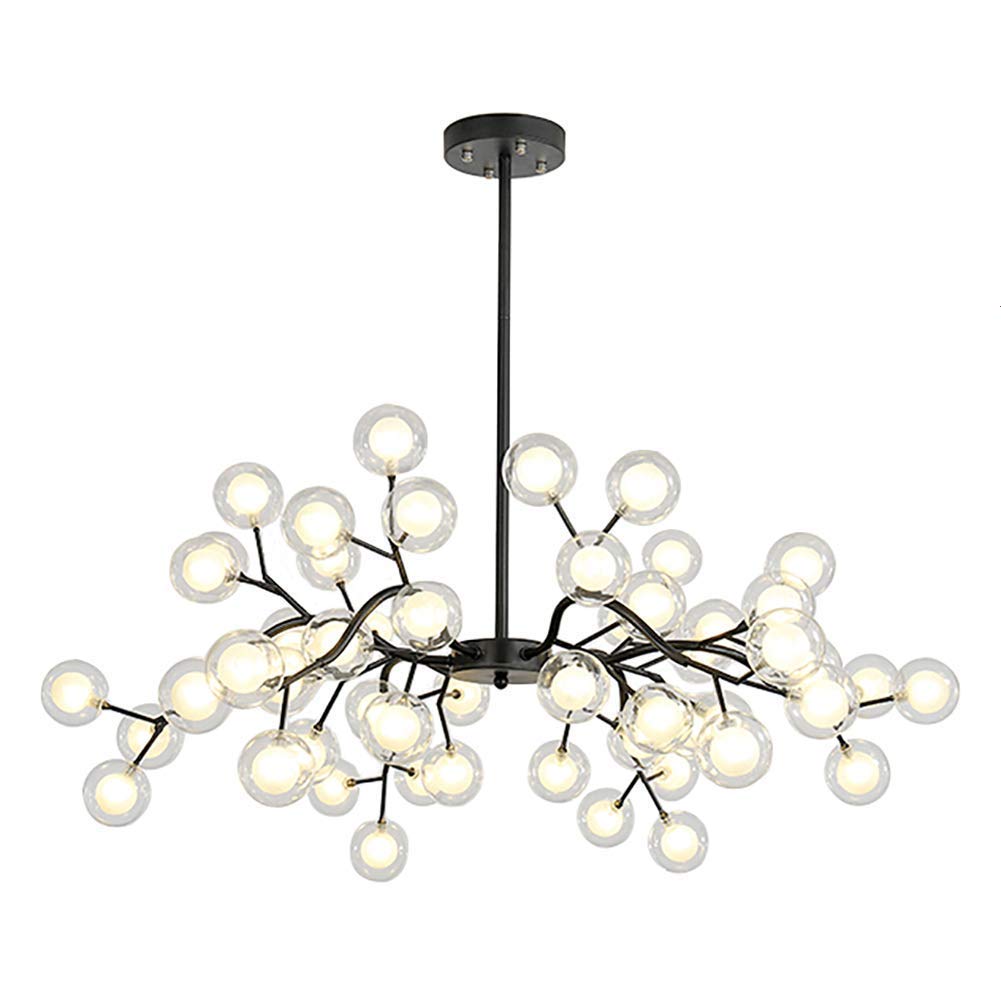KXEcoLife MENG Firework Chandelier Modern Sputnik Led Ceiling Light Fixture Adjustable Lighting for Kitchen Dining Room Living Room,Black,63 Lights Interesting