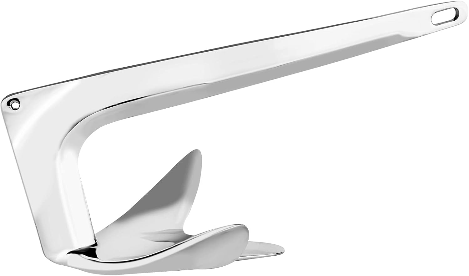 ISURE MARINE Stainless Steel Bruce Style Claw Force Boat Anchor 2.2lbs (1kg) Heavy Duty Marine Grade Polished