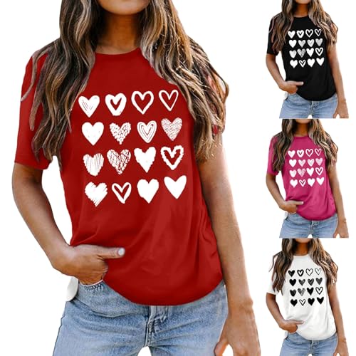 Shirts for Teen Girls Graphic Tees Short Sleeve Love Heart Tshirts Cute Valentine Gift for Her4