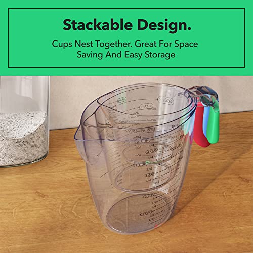 Set de 3 vasos medidores plásticos Vremi con asa y pico miniatura 5