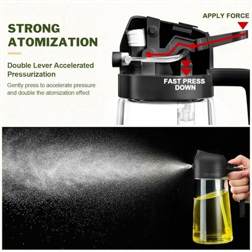 Image of GO STORE 500 Ml Oil Spray Bottle for Cooking, Premium Glass 2 in 1 Oil Dispenser and Sprayer for Kitchen Containers with Nozzle for Air Fryer, Roasting and Frying