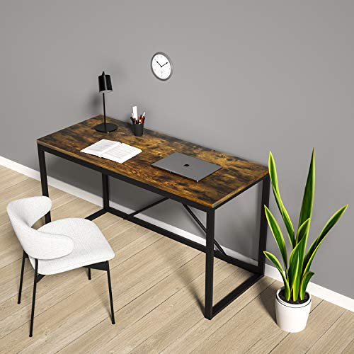 ORFELD Computer Desk, 43\" Office Desk with 0.6\" Thicker Tabletop, Simple Study Table, Industrial Style Writing Study Table for Home Office Vintage Brown