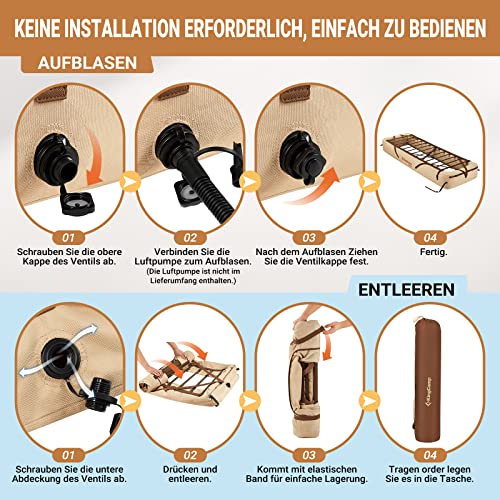 KingCamp Aufblasbares Campingbettgestell Luftsofa Feldbett Aufblasbares Bettgestell für Isomatte Matratze Leichtes und Tragbares Outdoor Reisebettgestell