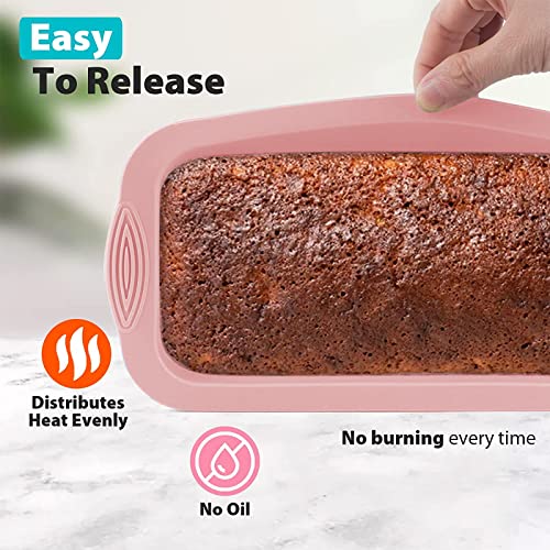 Nezart Silicone Bread Loaf Pans, Nonstick Silicone Baking Mold For Fridge Oven Toaster, Silicone Loaf Mold For Homemade Loaf Bread Toast Meatloaf Fondant Cake, Easy Clean(Pink) #TOP2