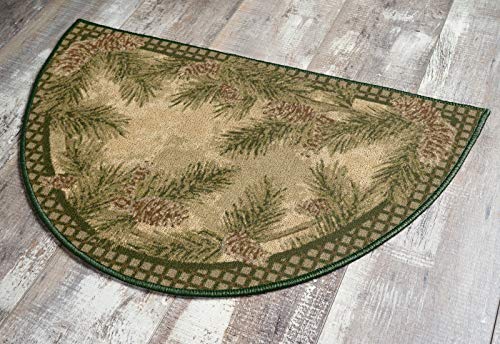 Brumlow Mills Pine Cone Rustic Fall Winter Gingham Area Rug for Kitchen, Bathroom Mat, Doorway, Bedroom or Home Decor, 19" x 31", Dark Green