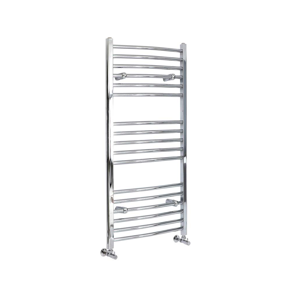 MILANO Chrome Curved Bar Heated Towel Rail 1200 x 500mm