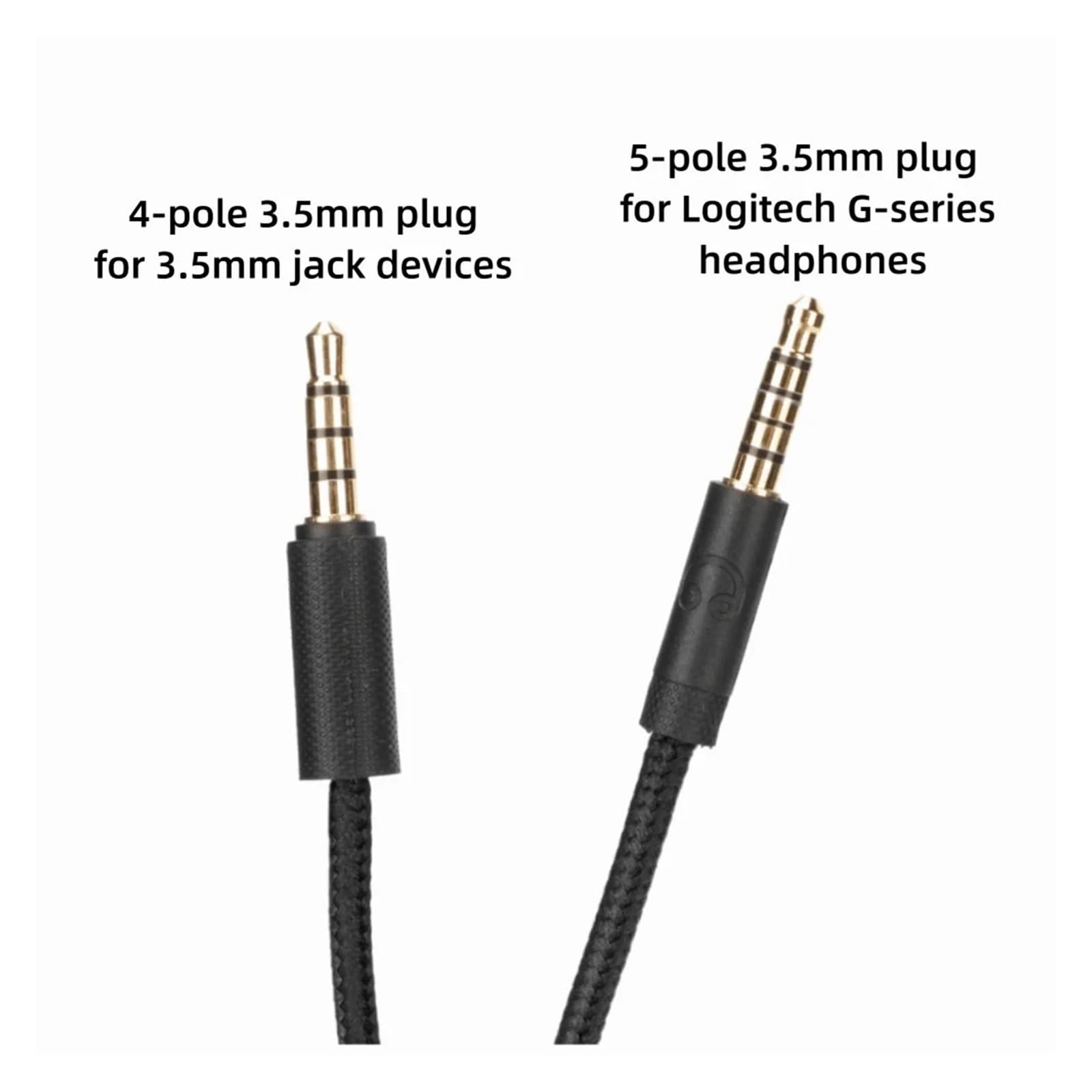 3,5 mm gamingowy zestaw słuchawkowy wymienny kabel nylonowy pleciony z przełącznikiem wyciszającym do Logitech G Pro G Pro X G433 G233 czarny (czarny)