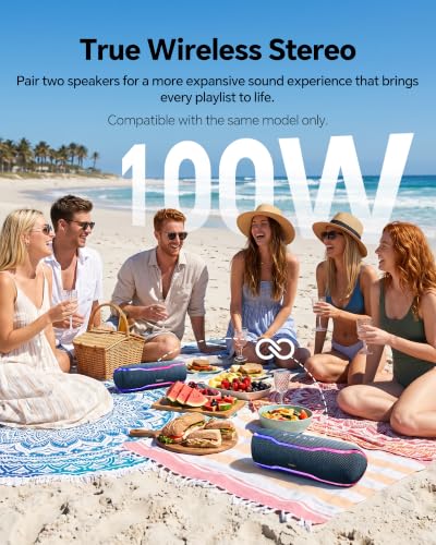 Bluetooth Speaker, IPX7 Waterproof, 50W Peak/25W RMS, Matte Black - image 5