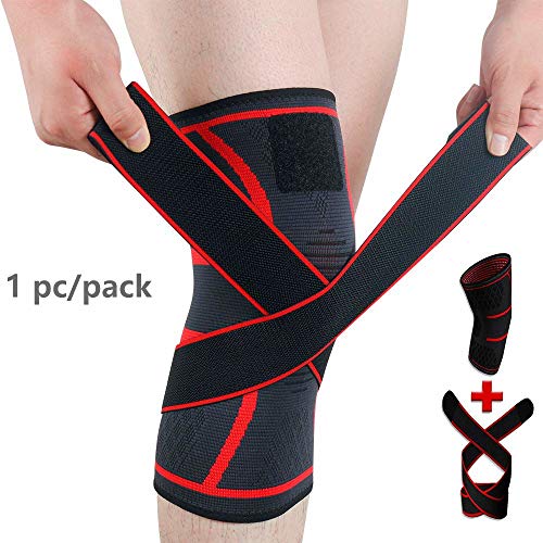 Compression Knee Support Sleeves Knee Brace with Straps Removable, Knee Wraps for Arthritis