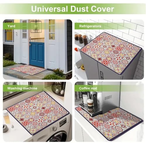 Image of HomeCloud Rubber Washing Machine Mats For Top Of Washer, Washing Machine Protective Mats, Dish Drying Mat, Non-Slip Waterproof Washer Dryer Dust Cover Mat For Laundry & Kitchen (60Cm X 60Cm) (Multi)