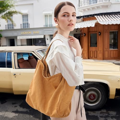 Image of Canvas Tote Bag for Women Large Hobo Shoulder Bag for Work Travel Casual Message Bag Tote Purse handbags