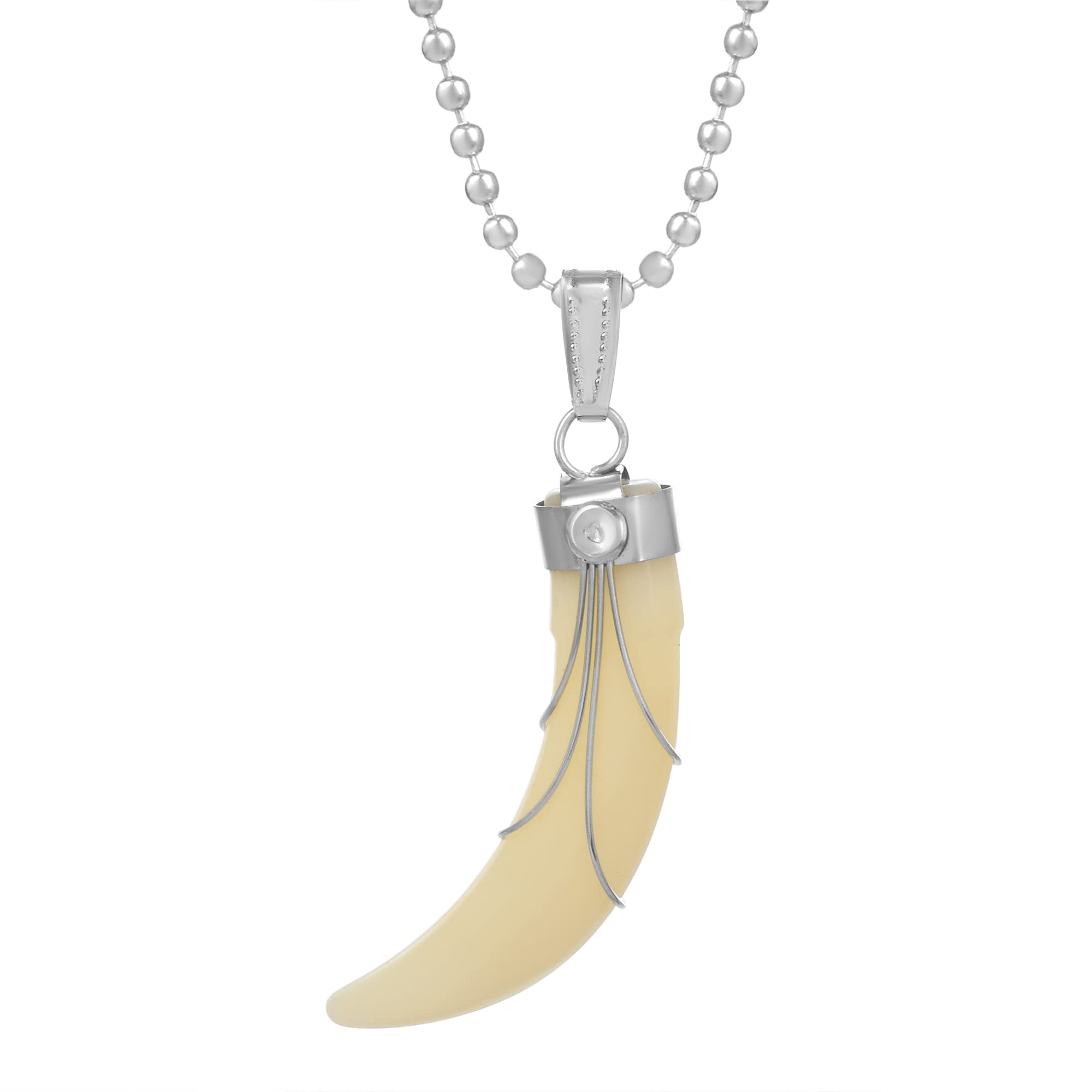 morir Silver Plated Faux Imitation Ivory Wolf Fang Tooth Chain Pendant Locket Necklace Fashion Jewelry For Unisex (B0BSXX3JHW) Amazon Price History, Amazon Price Tracker